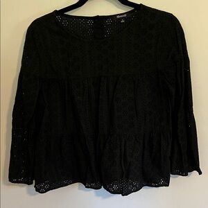 Madewell Black Eyelet Tiered Tunic